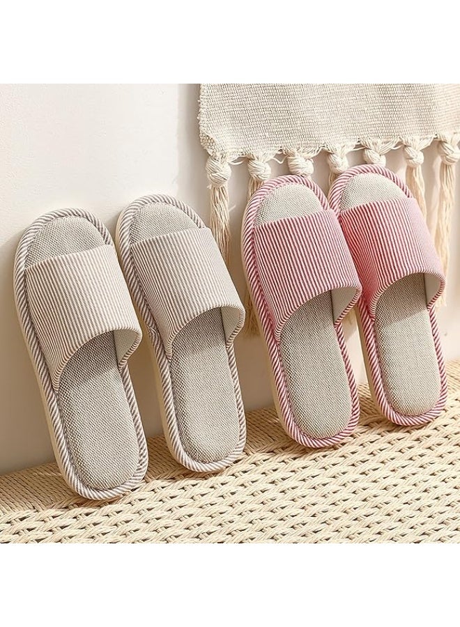Slippers for Women Men Linen Slippers Open Toe House Shoes Summer Sandals for Indoor Outdoor Bedroom - Image 4